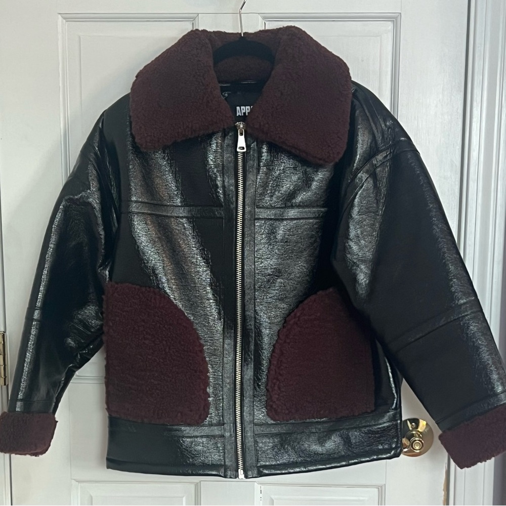 NWT Apparis Catalina Faux Leather Aviator Jacket + Garment Bag